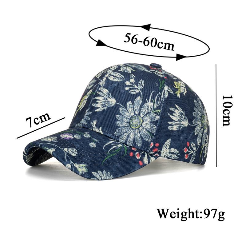 Spring Autumn Printed Flower Baseball Cap Female Outdoor Sun Cap Ponytail Panama Cap Visor Hats Snapback Hat