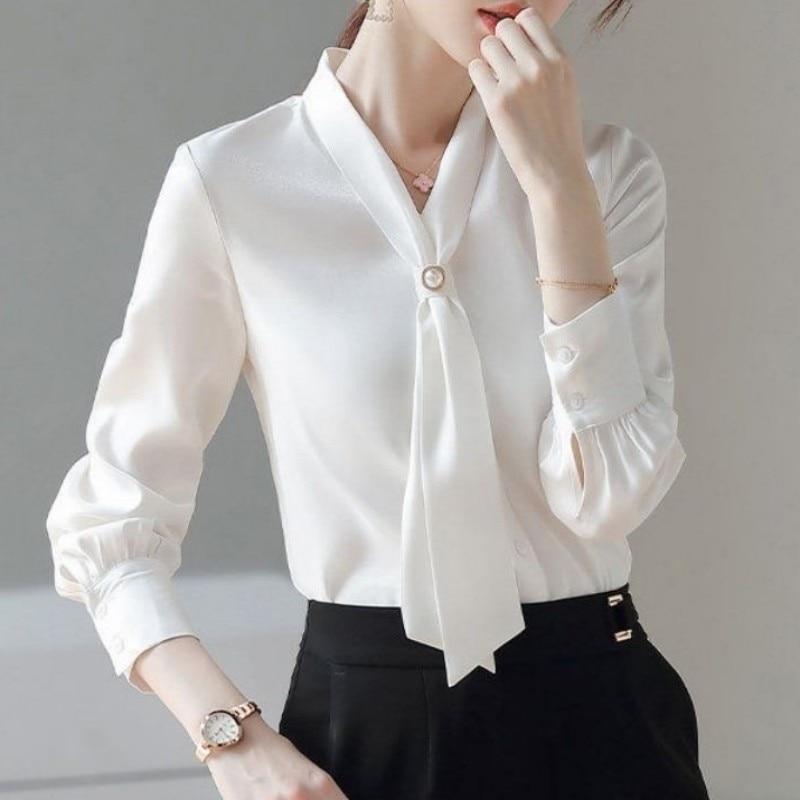 Chiffon White Shirt Women's Spring and Autumn Long-sleeved Shirt