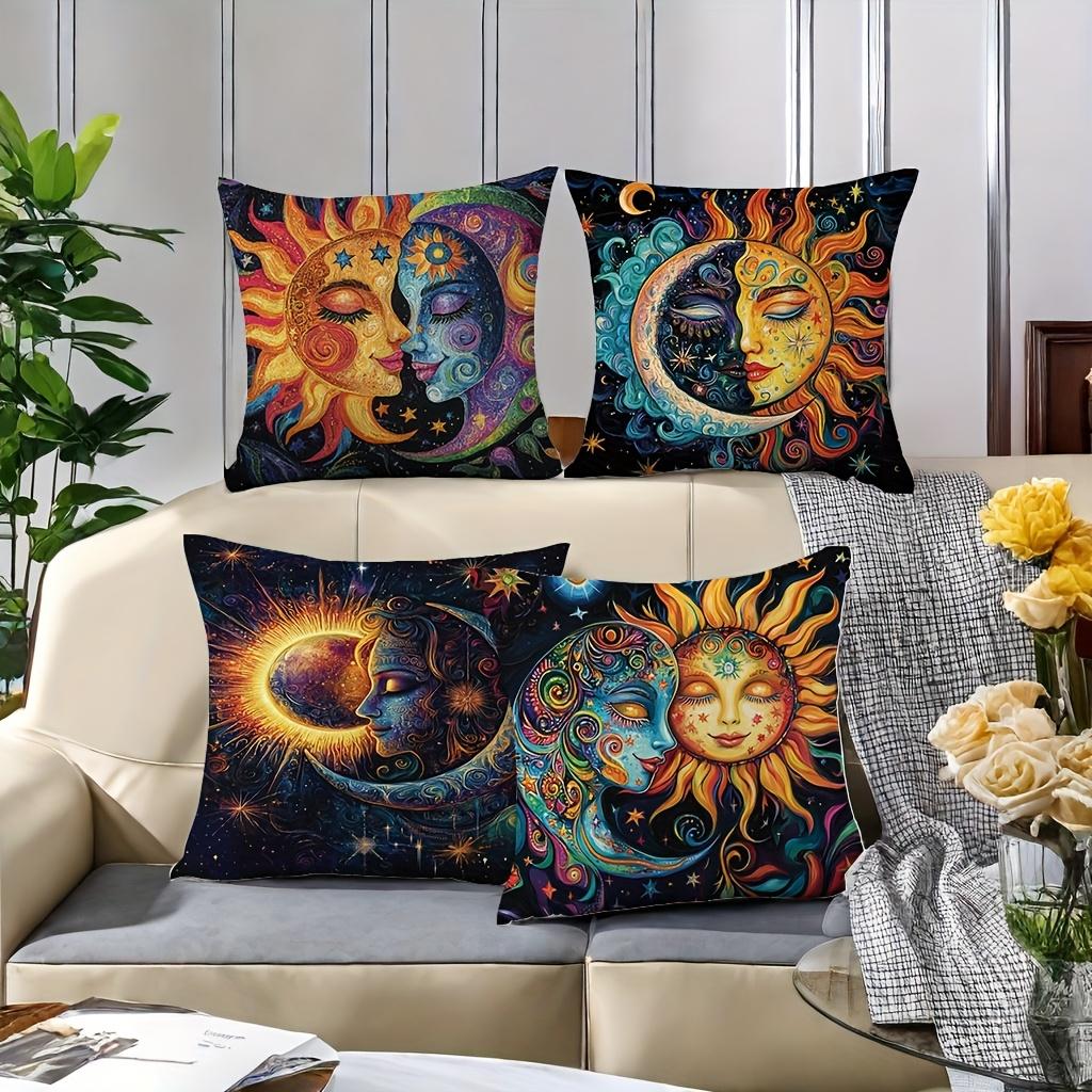 Mythical Art Of Sun And Moon Single-Sided Printing Short Plush Suitable For Living Rooms Bedrooms Sofas (Excluding Pillow Cores)
