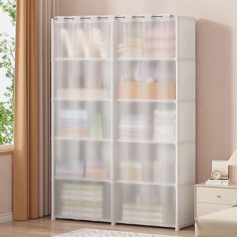 Multi-layer Storage Rack Dustproof Wardrobe Storage Cabinet Multifunctional with Curtains Portable Clothes Organizer Cabinet