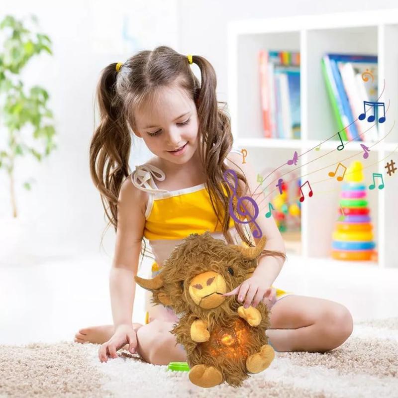 Корова Хайленд Спокойствие Тревога Помощь Сну Мягкая Игрушка Музыкальный Свет Ритмичное Дыхание