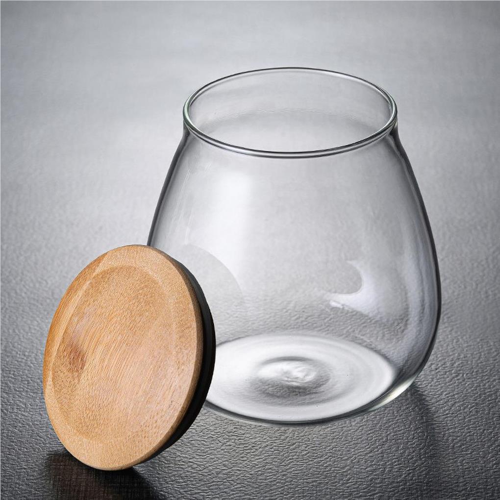 Бытовая банка для хранения печенья с травами в форме гриба, стеклянная банка для кофейных зерен с деревянной крышкой, кухонные гаджеты, аксессуары