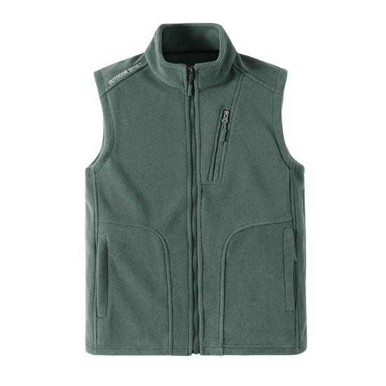 Мужской флисовый жилет, стандартный крой, без рукавов, воротник-стойка, жилет, пальто с карманами на молнии, теплоизоляционный жилет, куртка