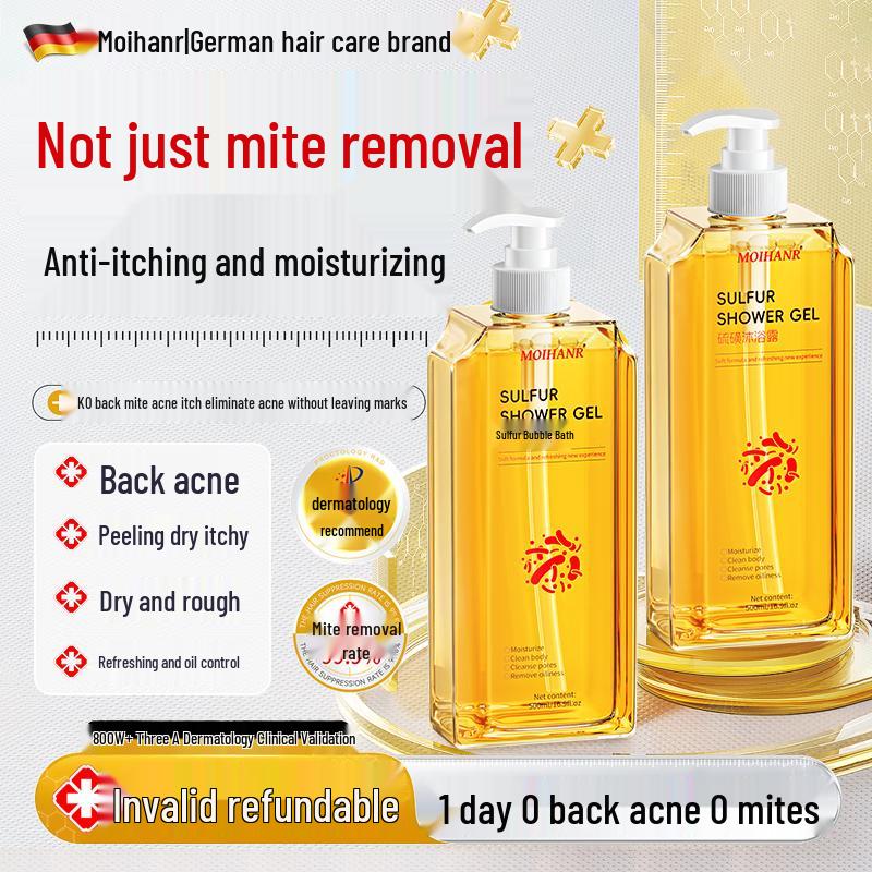 MOIHANR Sulfur Shower Gel for Mite & Acne Relief