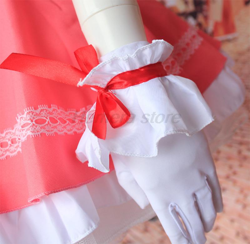 Anime Girls Pink Carcaptor Sakura Princess Dress Cosplay Costume Lolita Dress For Card Combat Uniform Apron Dress with Hat