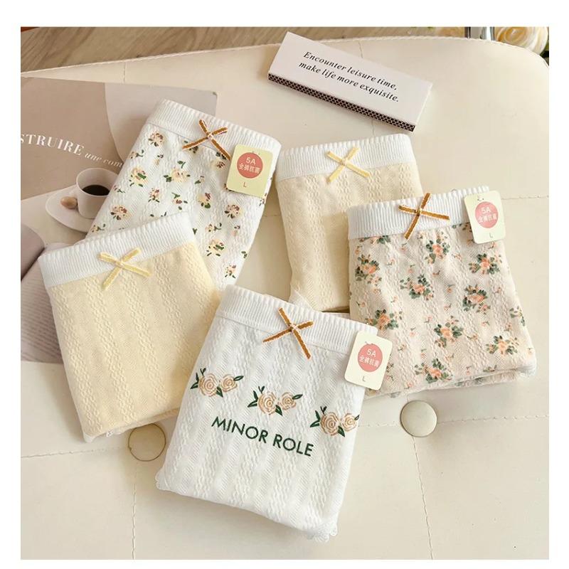 3 шт. Хлопковые женские трусики с цветочным принтом, подростковое нижнее белье средней посадки, модные трусики для девочек, дышащие трусики, студенческое мягкое нижнее белье