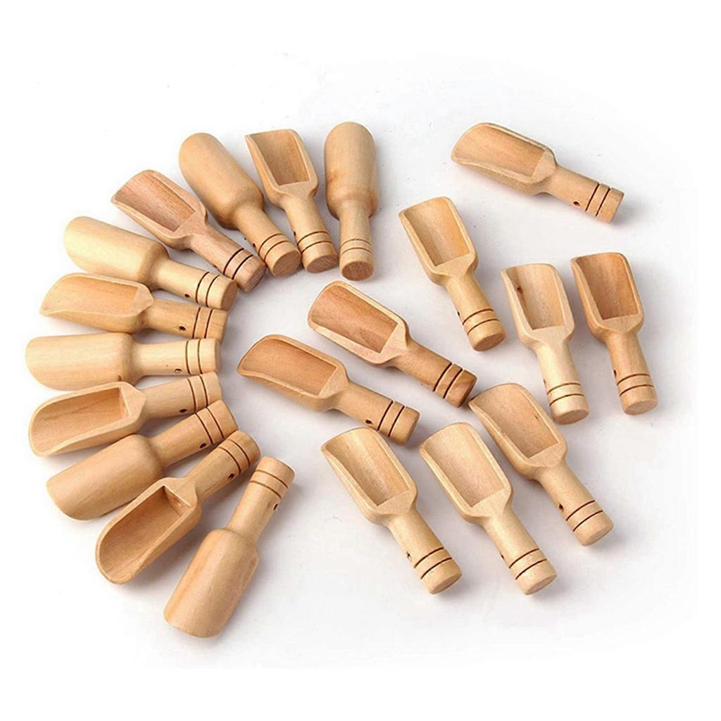 80 Pcs Mini Wooden Spoon, Mini Bath Salt Spoon, Wooden Candy Spoon, Washing Powder Spoon Spoon Set Baby Spoon