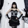 AltGoth Gothic Punk Майки женские Уличная одежда Harajuku Y2k Grunge Graphic Bat Printed Кружевной пэчворк Укороченный топ с цепочкой Femme