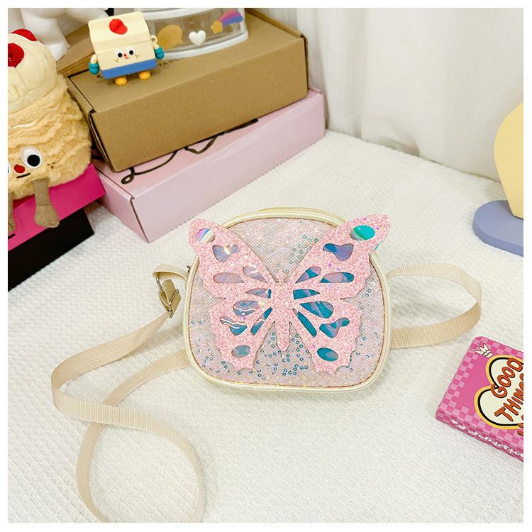 Bow Sparkling Decoration Solid Color Children Shoulder Bag For Use Daily