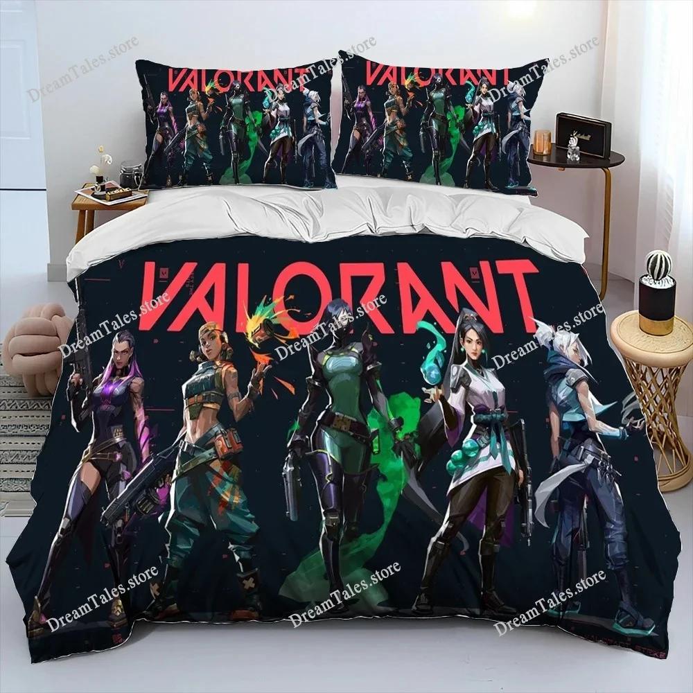 3D Печать Игровой V-VALORANT Мультяшный Комплект Постельного Белья Мальчики Девочки Односпальный Двуспальный Queen King Размер Пододеяльник Наволочка Постельное Мальчики Взрослые Домашний Текстиль