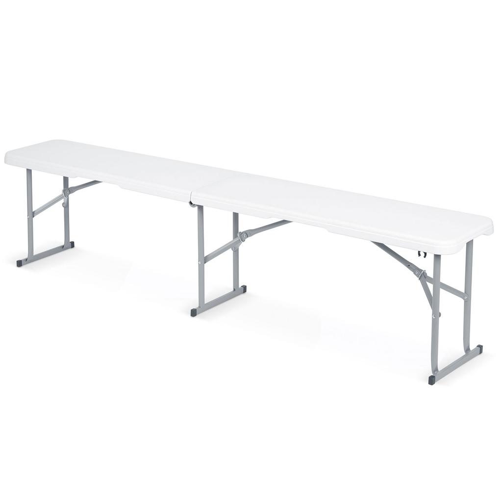 Catering Set Garden Folding Table + 2 Benches 180 Cm Plonos White