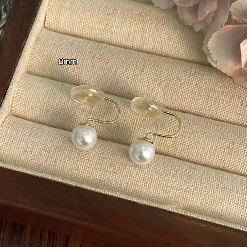 Элегантные круглые серьги с жемчугом Шицзя для женщин — стильный дизайн с клипсами