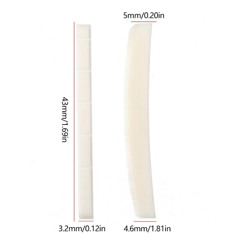 6 String Guitar Nut Saddles Cattle Bone Pre-Slotted Top Nut Curved Bottom