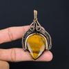 Tiger Eye Gemstone Handmade Pure Copper Wire Wrapped Pendant Jewelry For Women