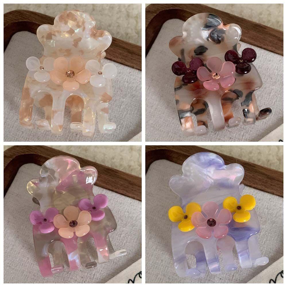 Crystal Flower Hair Clip Acetic Acid Zircon Hairgrip Elegant Small Acetate Hair Claw Party