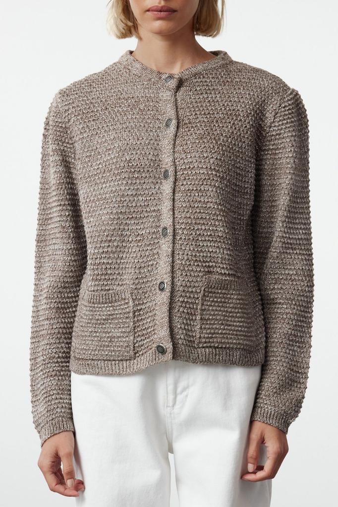 Женский элегантный кардиган из норки с круглым вырезом, трикотажный кардиган