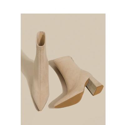 Модная женская обувь 2024 года, новые женские ботинки на молнии, классические повседневные ботинки, женские ботильоны на высоком каблуке, сексуальные остроносые туфли на каблуках