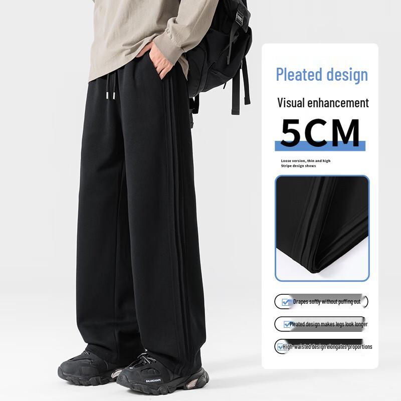 Men's GLM Loose Fit Straight-Leg Curved Design Casual Pants