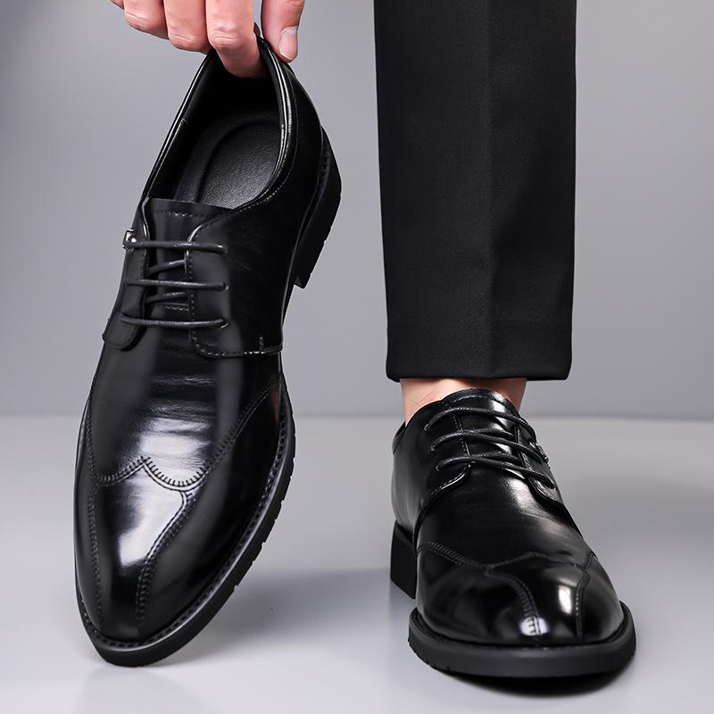 Fashion Spring Autumn New Designer Dress Shoes for Men Solid Color Lace Fashion Casual Shoes Male Business Formal Leather Shoe Man