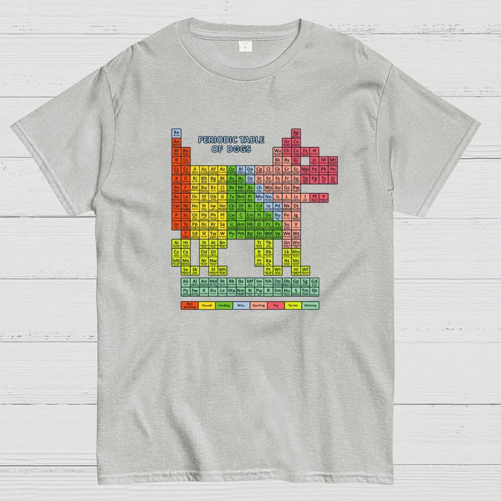 Periodic Table of Dogs Cotton Summer Casual Cool Loose T-Shirt