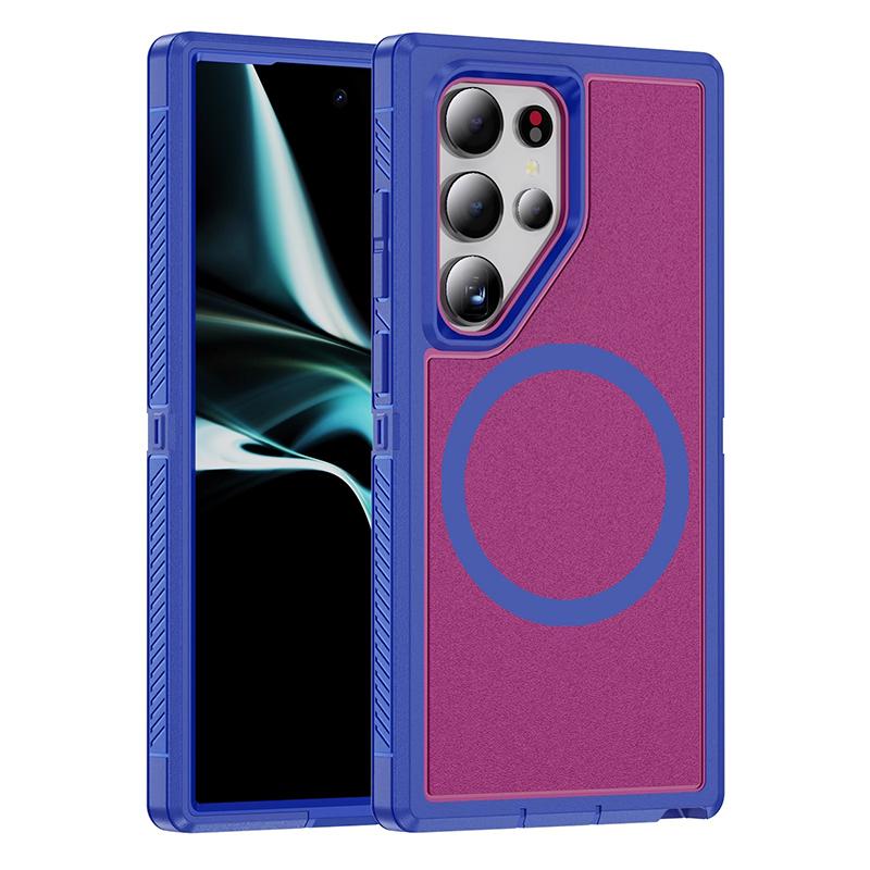 2 in 1 Heavy Duty Armor magnetic charging phone case for Samsung Galaxy S24 S23 S22 Ultra Plus Fe magsafe shockproof hard cover