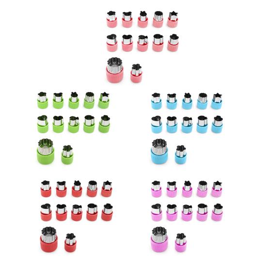 12Pcs Fruit Vegetable Cutter Shapes Set Mini Cookie Cutters Fruit Cookie Pastry Stamps Mold Reusable Food Shape Cutter Kit Kitchen Helper
