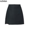 VONDA Женская летняя однотонная свободная юбка с узлом и разрезом