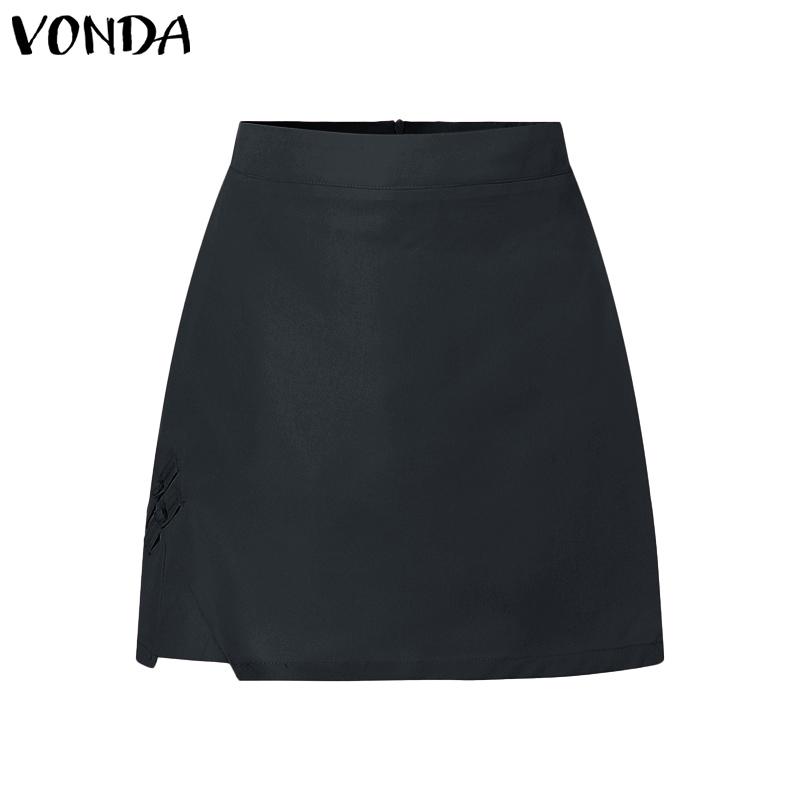 VONDA Женская летняя однотонная свободная юбка с узлом и разрезом