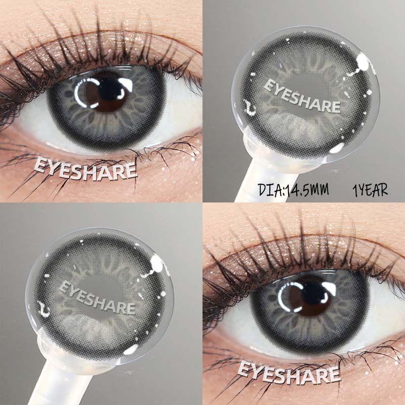 Eyeshare Натуральные цветные контактные линзы, черные очки, цветные, красивые зрачки, зеленый макияж для глаз, косметика, цветные линзы, серые годовые линзы, 2 шт.
