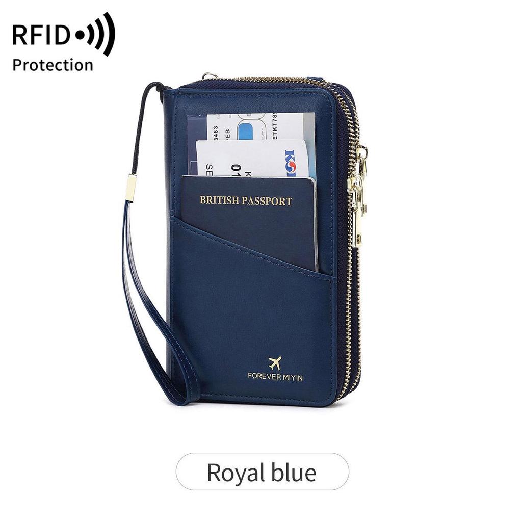2024 RFID Travel Passport Holder & Ticket Organizer with Double Zippers - Crossbody Multifunctional Wallet & Document Bag.