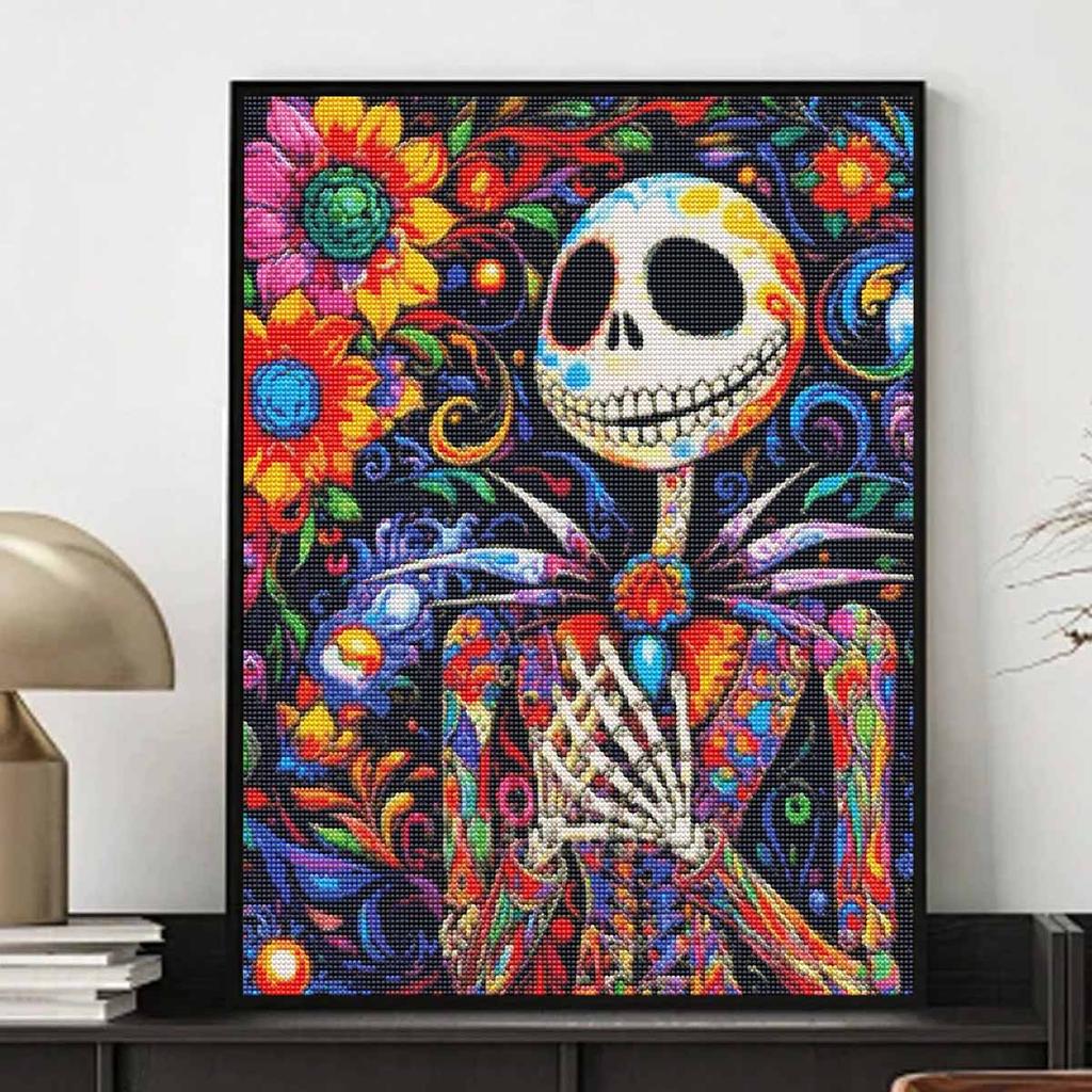 Halloween 5D Diamond Full Drill Art Painting Kit Sugar Skull Flowers Diamond Painting Home Decor Crafts Wall Art DIY Gift Decoration