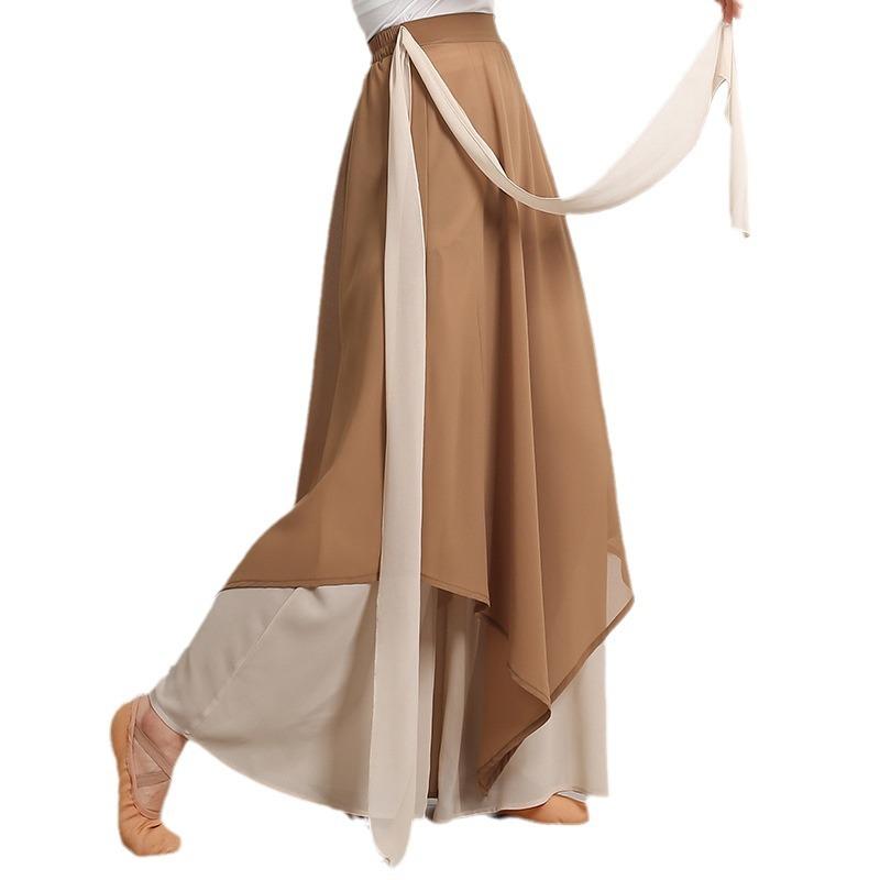 Women's Wide Leg Pants Elegant Chiffon Classical Dance Practice Clothes Chinese Modern Dance Adult Blocking Dance Pants