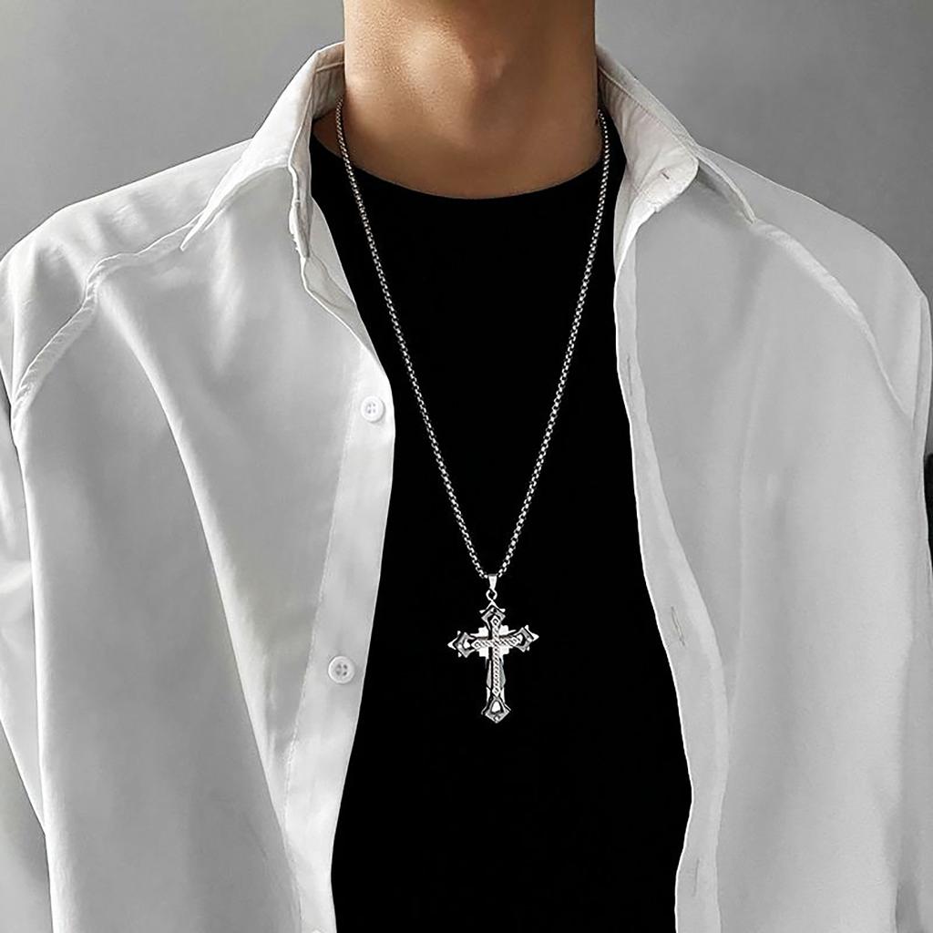 High Quality Cross Titanium Steel Non Fading Necklace,Domineering and Trendy Men's Hip-hop Pendant Chain,New Handsome Men Women