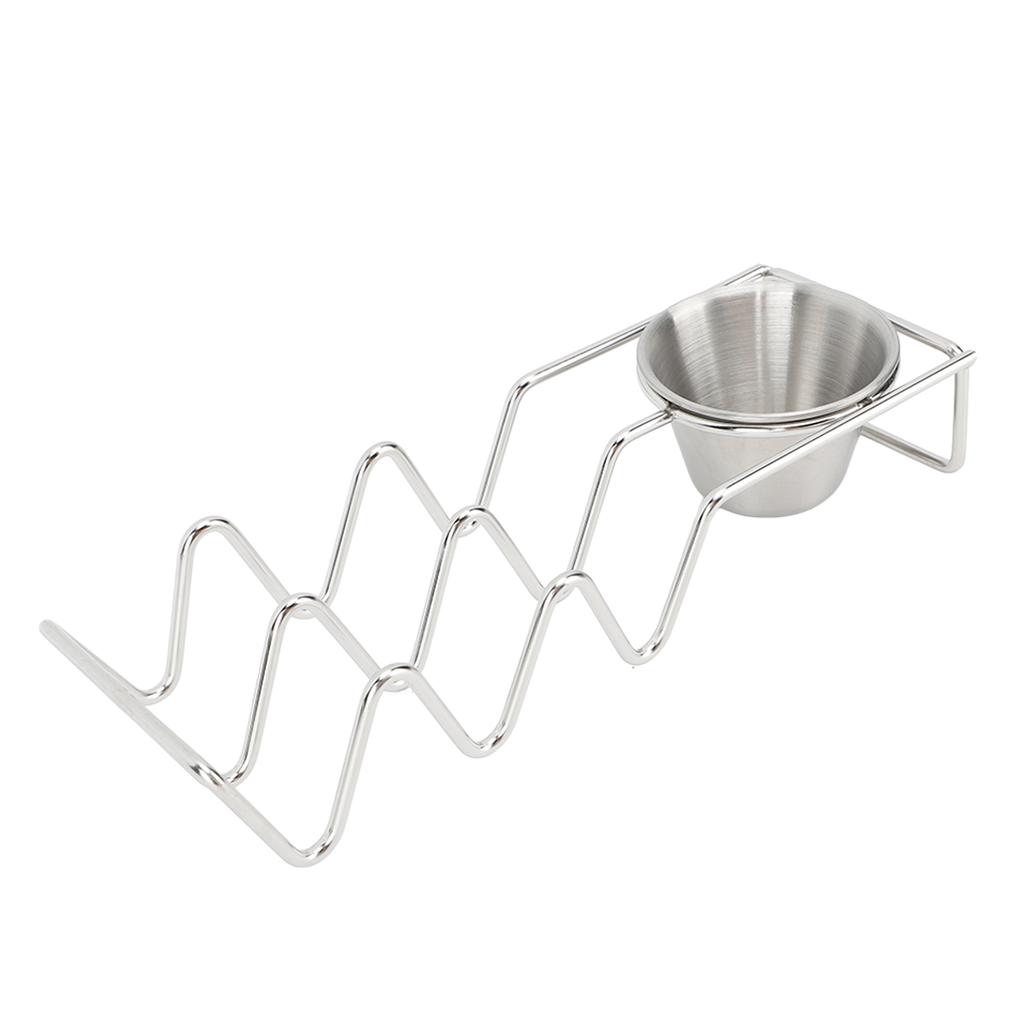 Tabletop Taco Stand Taco Shell Mold Stainless Steel Taco Tray with Sauce Bowl for Home Kitchen