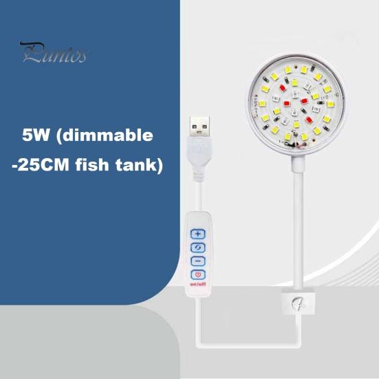 5w7w Fish Clip Lamp Tank Usb Power Led Full Spectrum Waterproof Algae Ornamental Lighting Hose Connection 360degree Adjustable Energysaving Tank