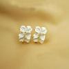 Cute Gardenia Flower Rhinestone Inlaid Ear Studs Women Earrings Jewelry Gift