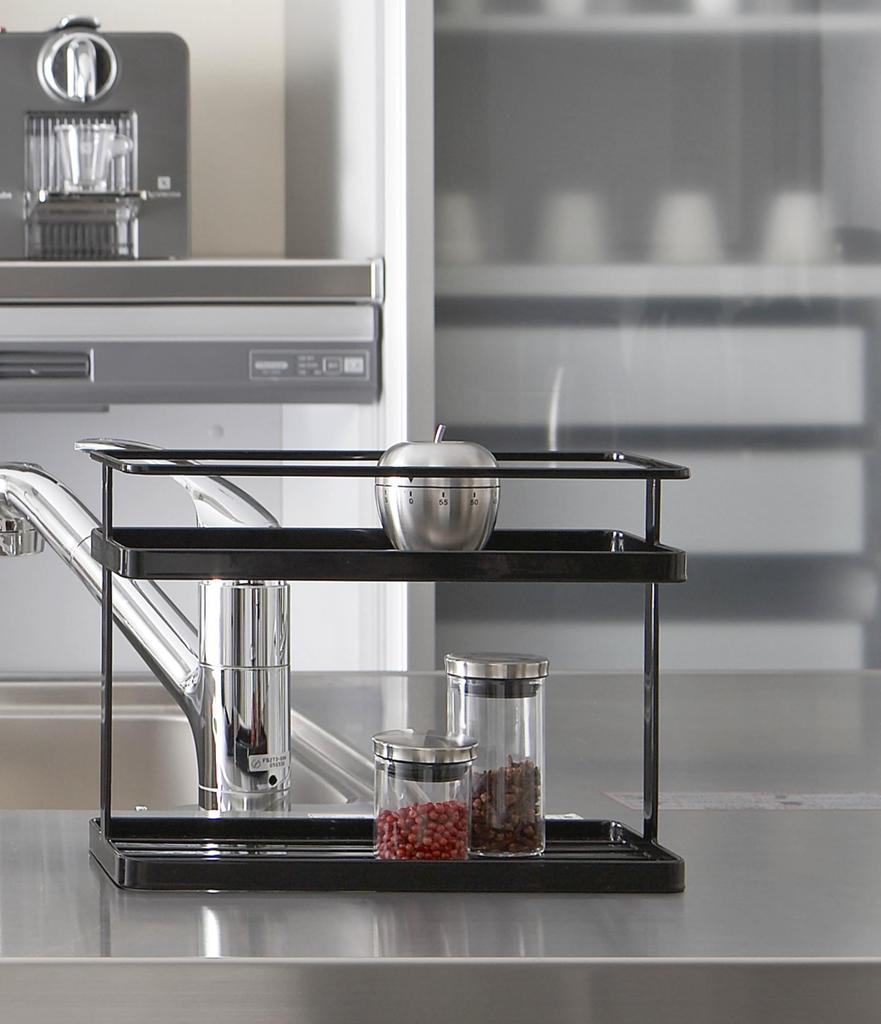 Кухонная подставка Yamazaki Jitsugyo, черная, прибл.. Ш28 x Г12 x В21см Башня 6778