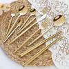 Gold-Plated Portuguese-Japanese Stainless Steel Cutlery Set: Knife, Fork, Dessert Spoon, Chopsticks, Ice Cream Spoon, Fruit Fork