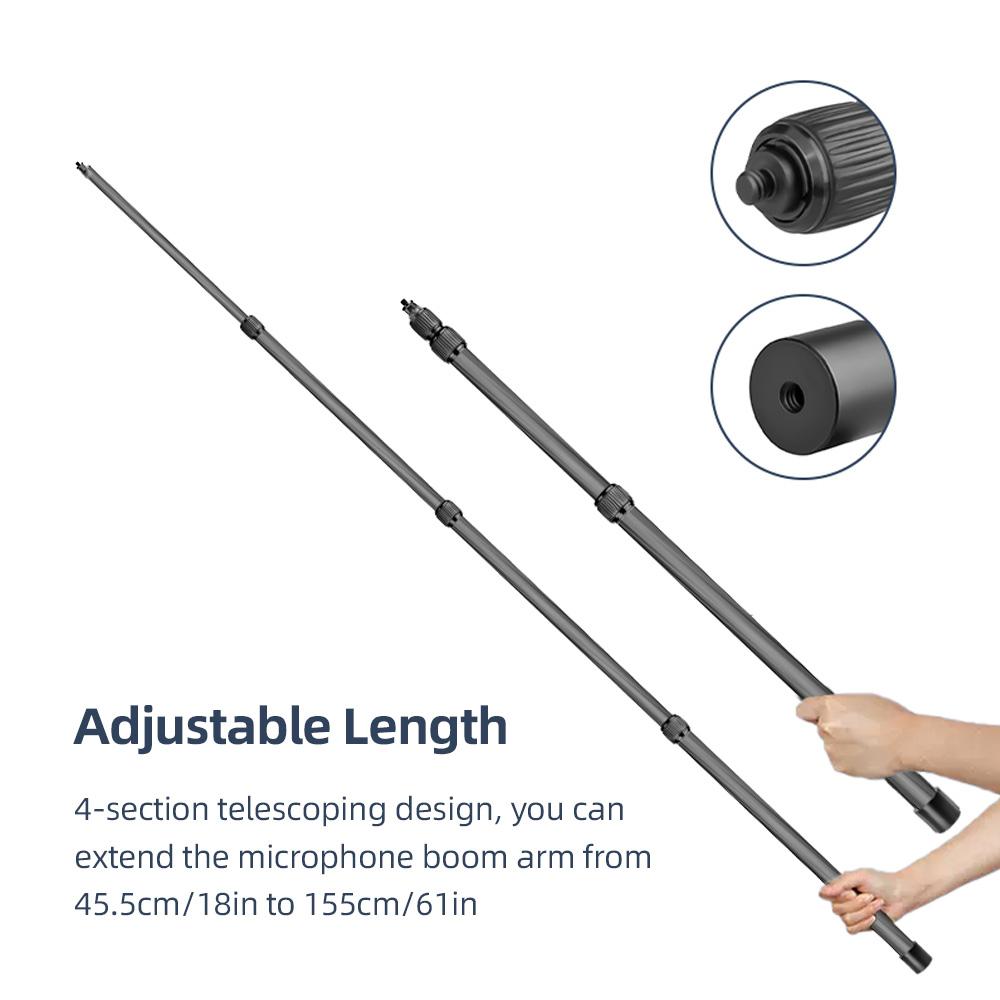 Ручка для портативного микрофона, 4-секционная выдвижная штанга для микрофона, штанга из углеродного волокна для микрофонов