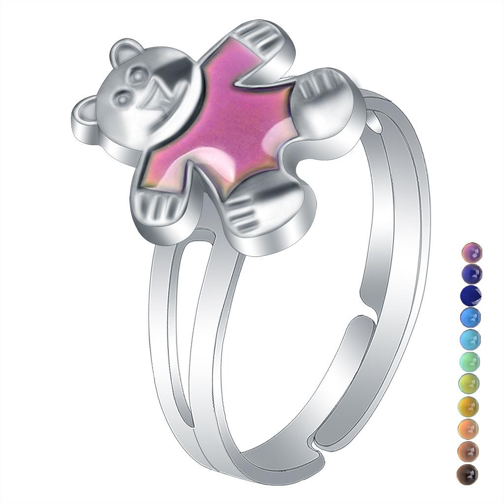 1Pcs Fashion Ring Simple Children's Princess Cartoon Cute Animal Temperature Change Ring