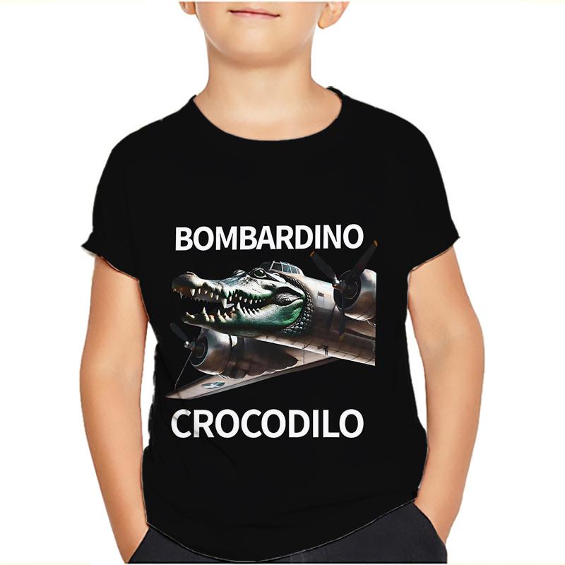 Тунг Тунг Тунг Сахур Мем Футболки Bombardiro Crocodilo Детские Мальчики Девочки Футболка Тралалеро Тралала Футболки с коротким рукавом Топы