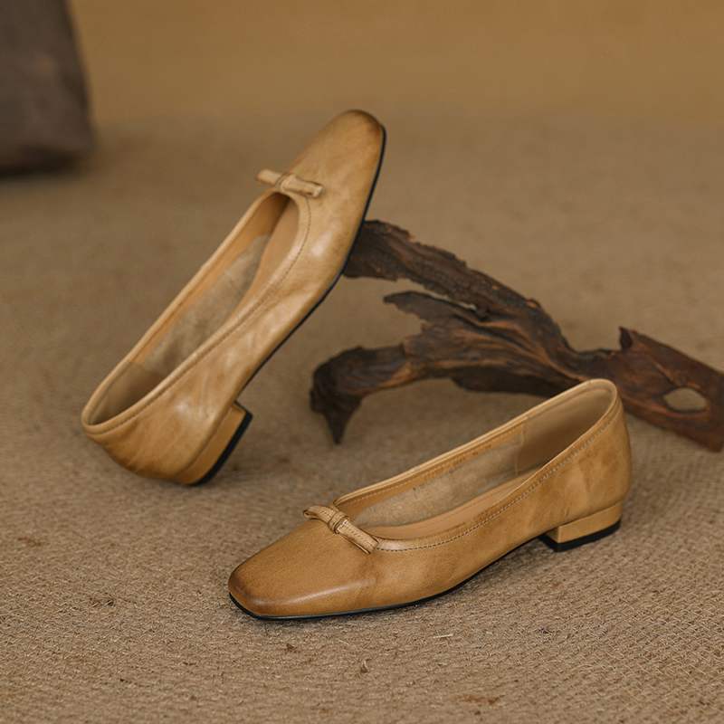 Krazing Pot Модные женские туфли из коровьей кожи весна-осень на низком каблуке с круглым носком и бабочкой на плоской подошве