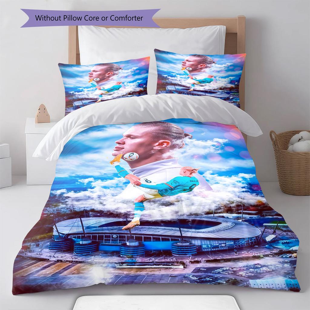 Erling Haaland Icon Bedding Quilt Set Quilt Cover Pillowcase Home Decoration Birthday Gift (1 * duvet cover + 2 * pillowcase, without core)