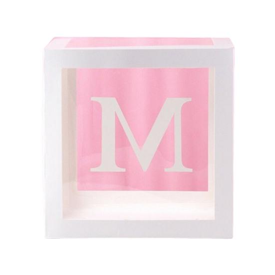 Balloon Box Reusable Clear Paper Box with Letter Stackable DIY Assembly 25 X 25cm Cube Box for Graduation Wedding Birthday Party Decor