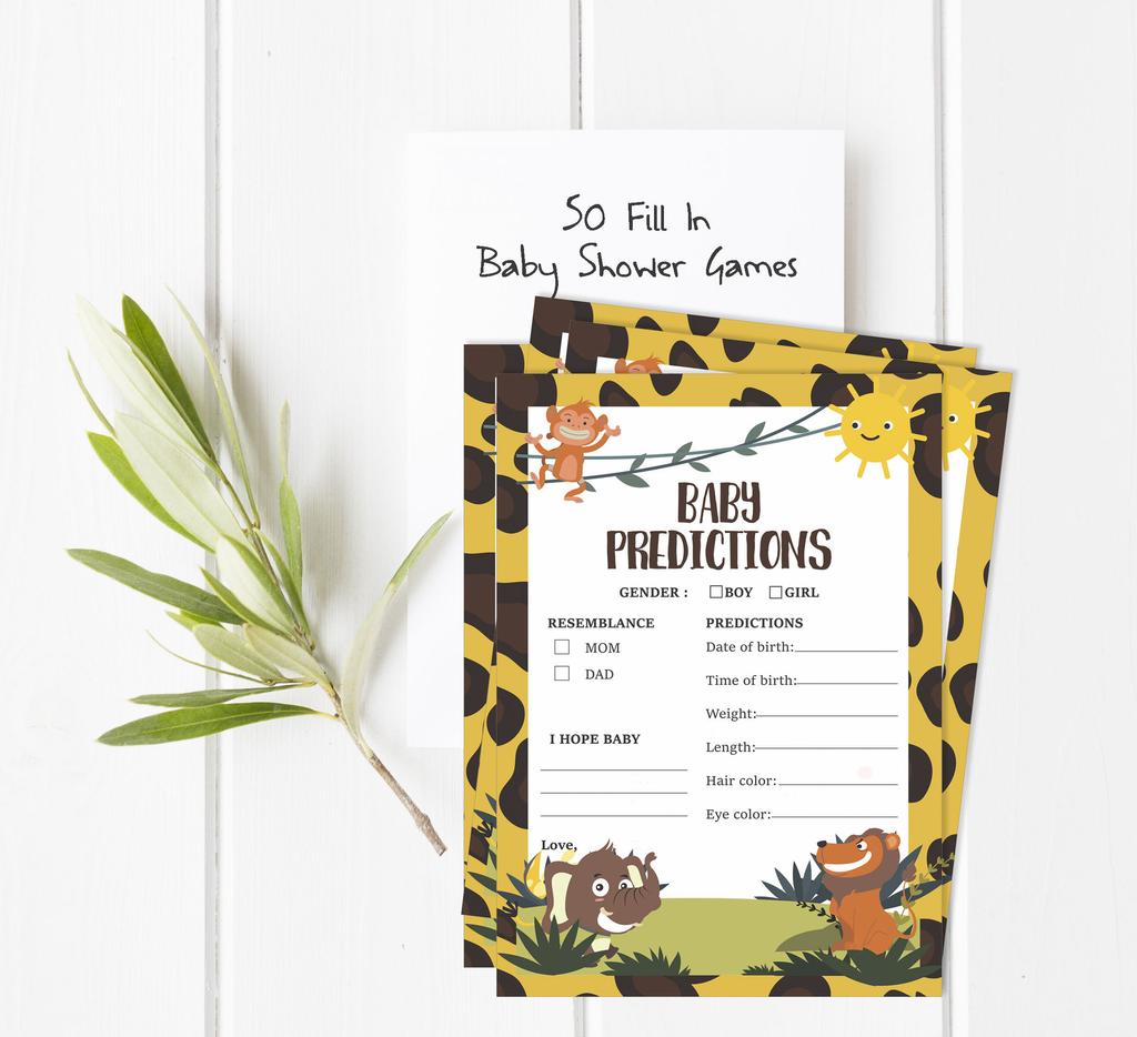 Inkdotpot 50 BabyA AlphabetA ABCA GameA Jungle Animals Baby Shower Game Gender Neutral Party