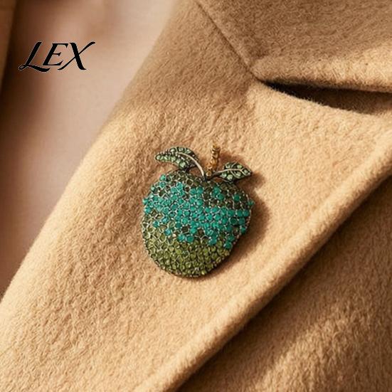 Bag Decorative Pin Rhinstone Fruit Brooch for Women, Shape Alloy Lapel Golden Tone Accessories Pin, Clothing Jewelry Wedding Party Prom Shirts