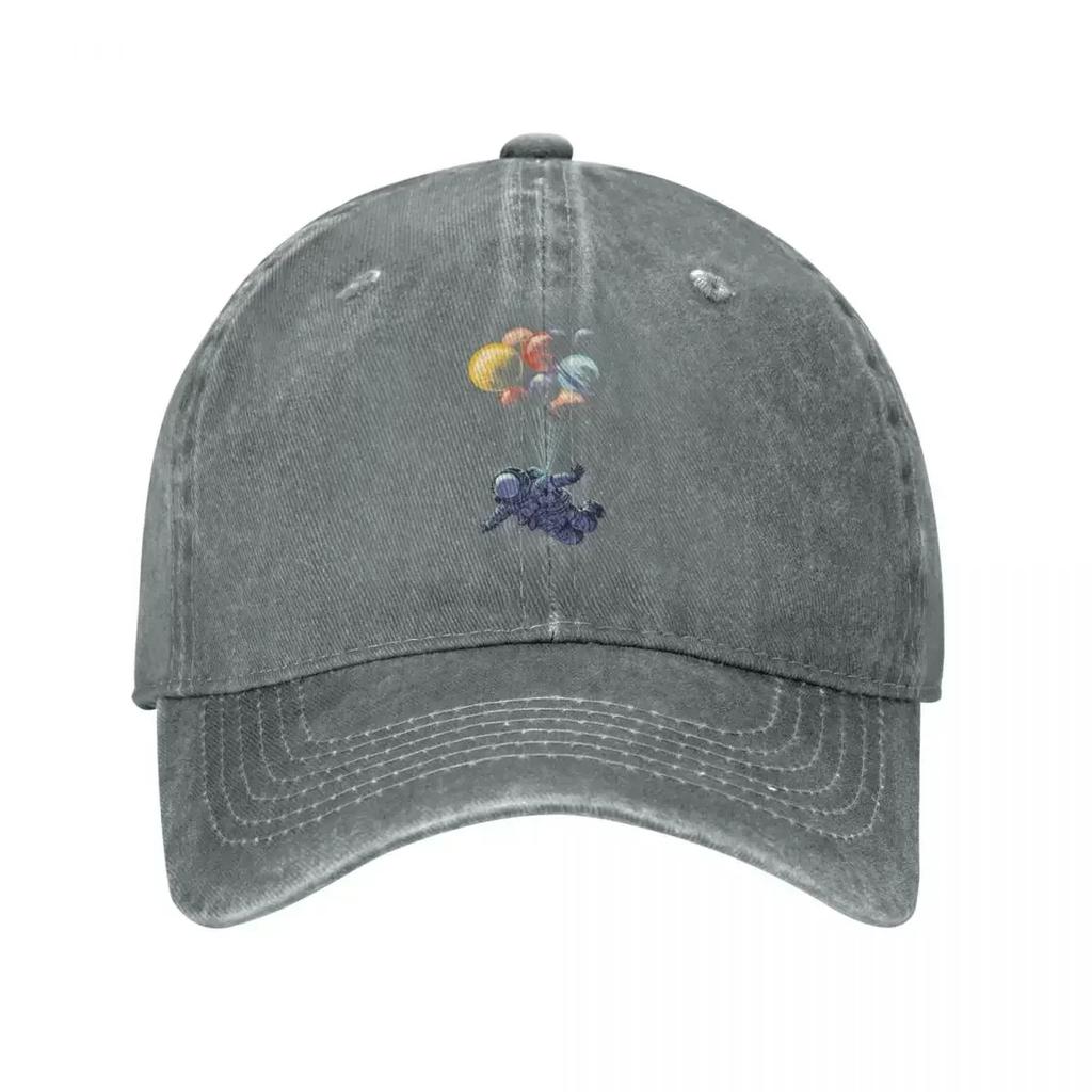 Space Travel Astronaut Print Baseball Cap Fashion Distressed Cotton Snapback Cap Unisex Outdoor Workouts Adjustable Fit Hats Cap