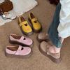 Cute College Style Platform Boken Shoes Single Shoes 2025 New Retro British Style One-pedal Loafers Small Leather Shoes