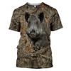 Explosive Camouflage Hunting Animal Rabbit Men Summer Casual Large Size 3D T-shirt Street Fashion Short-sleeved Pullover