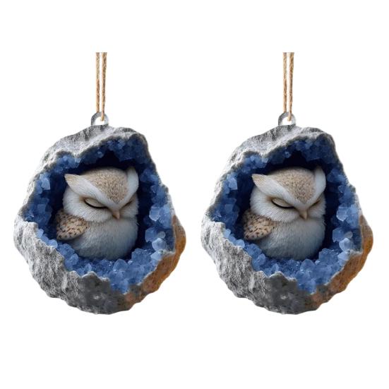 Geode Animal Decoration 2D Acrylic Forest Crystal Cave Little Animals Christmas Hanging Ornament for Xmas Tree Decor